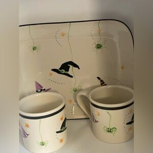 HARTSTONE Hartstone “Hocus Pocus” Halloween Ceramic Mugs & Plate Set